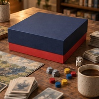 Boîte de jeu de société rectangulaire en carton rigide FOVAIRE avec couvercle et base, impression personnalisée, pour l'affichage de jeux de cartes de table en famille