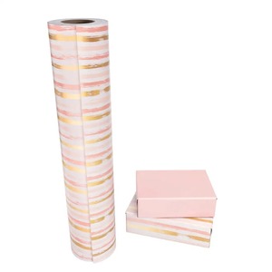 Papier cadeau personnalisé rose doré à rayures, papier d'art 100 g/m² couché simple face, recyclable, écologique, impression numérique - Product Image 1