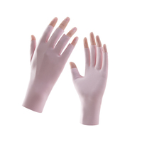 Gants noirs professionnels portables demi-doigts pour femmes, protection solaire UV, légers en soie glacée, pour manucure et nail art