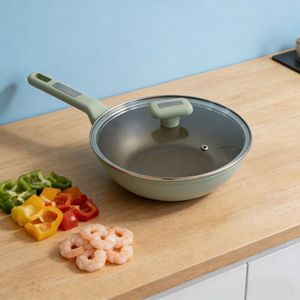 Shanzu Titanium Flame <b>Ring</b> Non-stick Frying Pan Light Green <b>Ceramic</b> 30cm Induction Compatible Household Use - Product Image 2