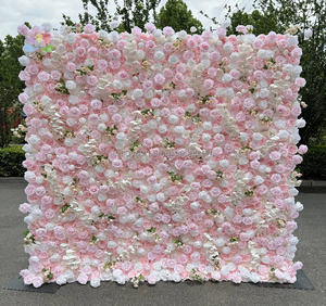 Décoration de mariage bohème, panneau mural de fond en feuilles de givre tropicales artificielles 5D, herbe de la pampa artificielle, mur de fleurs - Product Image 4