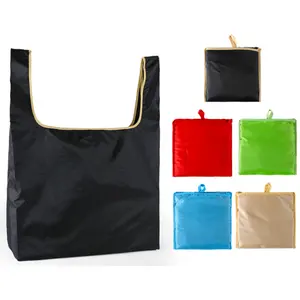 High Quality Lightweight Custom Eco Recycle Nylon Foldable Tote Bag Polyester Reusable Folding Shopping Bag