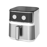 Friteuse à air électrique 1350 W 8 L avec thermostat réglable 200°C, préréglage 60 minutes, pour camping-car et extérieur, 39,8x31,5x40,8 cm