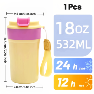 Vaso Térmico de Acero Inoxidable SUS304 de 18oz/532ml con Logotipo Personalizado, Tapa Abatible Antiderrames y Correa para la Muñeca - Product Image 5