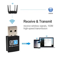 Adaptador USB WiFi BT4.2 2 en 1, Tarjeta de Red Inalámbrica Mini de 150M, Receptor Dongle Combinado BT4.2 para Computadora de Escritorio, Portátil, PC, Windows
