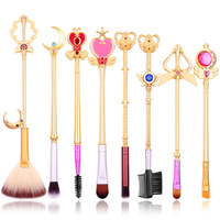 Set de 8 Brochas de Maquillaje Profesionales de Sailor Moon, para Difuminar Polvos, Marca Privada, Logotipo Personalizado, OEM, ODM, Venta al Por Mayor