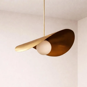 Lustre moderne en laiton à 3 lumières, luminaire suspendu sculptural pour salle à manger, îlot de cuisine - Product Image 3