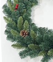 Karangan Natal Modern Ramah Lingkungan Yi Wu Factory 60cm PVC+PE 110 Ujung Rumbai Bentuk Kerucut Pinus+Cherry