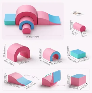 Customized Indoor Playground Set Foam Climber With Tunnel Soft Building Blocks For Creative Baby Play