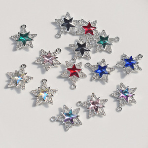 Dijes de estrella de cinco puntas con diamantes de imitación, 12 facetas, sin níquel, para la fabricación de joyas y cadenas para teléfonos, venta al por mayor - Product Image 1