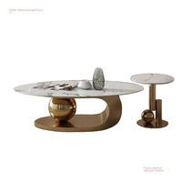 Mesa de Centro Ovalada Moderna de Estilo Simple y Lujoso con Almacenamiento, Portátil y Fácil de Limpiar para Sala de Estar