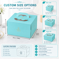 Boîte à gâteau d'anniversaire portable haut de gamme pliable en carton ivoire avec doublure en éponge pour pâtisserie de 4/6/8 pouces