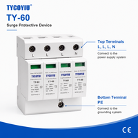 Parasurtenseur industriel TYCOTIU TY-60 385 4P 60kA AC pour machine CNC, équipement électronique, dispositif de protection contre la foudre, type T2