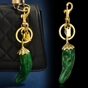 Chili Pepper Shape Zinc Alloy Keychain Carabiner Fashion Trend Souvenir <b>Bag</b> <b>Charm</b> for Women and Men - Product Image 3
