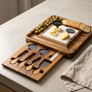 Ensemble <span class=keywords><strong>de</strong></span> planches à <span class=keywords><strong>charcuterie</strong></span> en bois d'acacia, couteaux à <span class=keywords><strong>fromage</strong></span>, cadeau <span class=keywords><strong>de</strong></span> déménagement personnalisé, grande planche à <span class=keywords><strong>fromage</strong></span> en bambou pour les mariages - Product Image 1