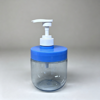 Bouteille Pompe à Lotion PET Transparente Bleue de 500 ml à Large Ouverture, Rechargeable et Vide, pour Savon Liquide, Nettoyant Visage et Gel Douche