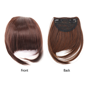 Gran oferta, extensión <span class=keywords><strong>de</strong></span> cabello falso Natural, postizo con flecos, Frente, corto, recto, grueso, sintético, Clip francés, flequillo para el cabello - Product Image 3