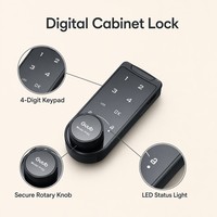 Serrure de meuble numérique intelligente en gros, à combinaison de mot de passe, partagée, double mode privé, en plastique noir mat, design moderne