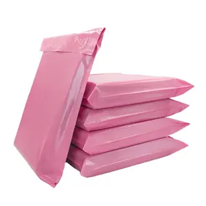 Large waterproof strong adhesive confidential pink plastic compostable envelope mail packaging express delivery shipping