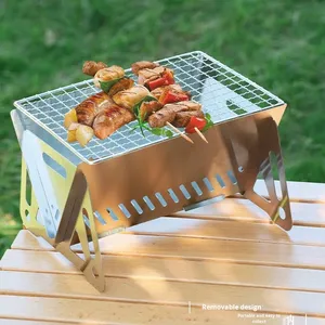 Estufa Plegable para Exteriores, de Acero Inoxidable, para Fogatas, Barbacoa, Brochetas, Leña, Artículos de Camping, Plancha Portátil para Asar - Product Image 1