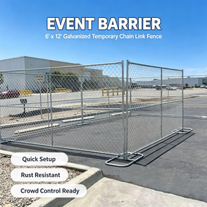 Barrière événementielle |   Clôture temporaire en treillis galvanisé 6'x12' pour événements et travaux de construction aux États-Unis - Product Image 1