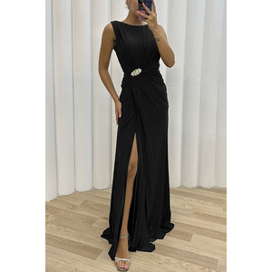Nuovo Abito Casual Plissettato con Spacco Senza Maniche Moda Serale per Donne - Product Image 4