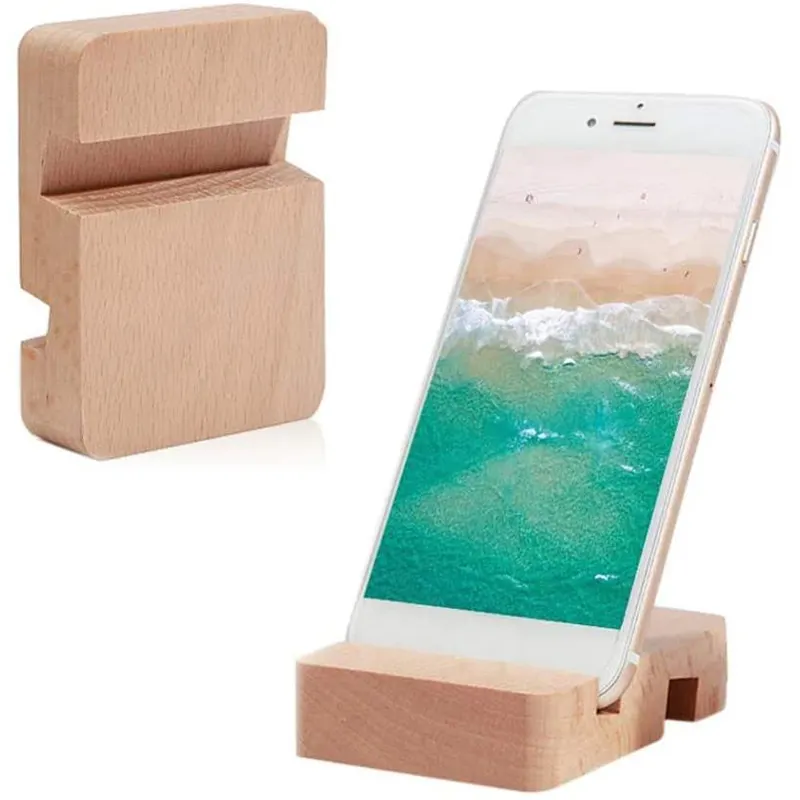 Soporte de escritorio personalizado para teléfono móvil, venta al por mayor, de madera