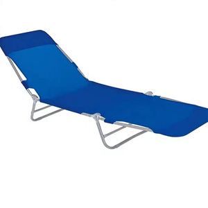 Chaise longue d'extérieur en acier avec tissu textile bleu - Product Image 2