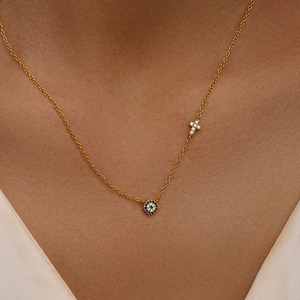 Collar de Plata con Colgante de Ojo Azul con Circonita y Diamantes Chapados en Oro de 18k para Mujer, Marca CANNER - Product Image 6