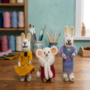 Ensemble de 3 souris en feutre faites à la main, jouets en peluche douce avec rembourrage en coton PP et latex, pour la décoration de la maison, les cadeaux ou les enfants - Product Image 2
