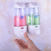Appareil de salle de bain Plastique ABS Double 300 ml * 2 Distributeur de savon manuel mural pour hôtel Lotion