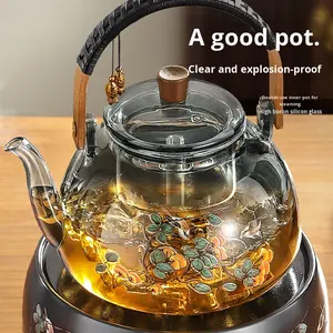 <span class=keywords><strong>Teiera</strong></span> <span class=keywords><strong>Elettrica</strong></span> in Vetro e Ceramica per Uso Domestico, Bollitore Salutare per Acqua, Infusione e Stufatura, Set da Tè Integrato - Product Image 2