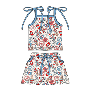 BSSO1938 Tenues personnalisées pour petit garçon, imprimé canard bleu marine, vente en gros pour enfants, ensemble à manches courtes pour tout-petit - Product Image 5