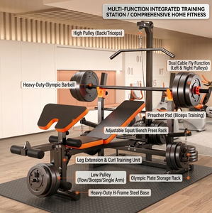 Banc de musculation multifonction réglable avec barre de traction dorsale, barre de traction latérale et barre de développement des jambes pour l'entraînement de force à domicile - Product Image 1