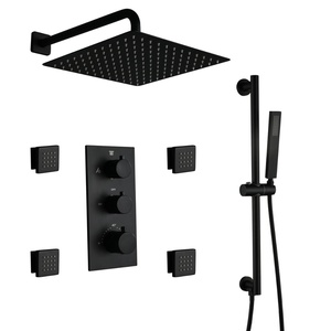 Cabezal de Ducha de Lluvia Americano de 12 Pulgadas, Oculto, de Acero Inoxidable Cromado Negro Mate, con Tres Funciones, para Hotel BXW-030 Ther - Product Image 2