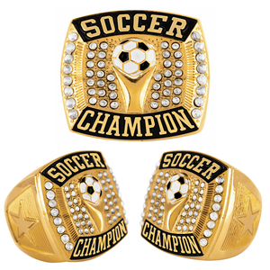 Bague de championnat de football personnalisée de style européen en alliage plaqué or/argent, modèle universel sportif, premier et deuxième places - Product Image 1