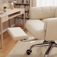 Chaise de bureau pivotante ergonomique moderne blanche en vente chaude, confort luxueux en peluche avec roulettes pour le bureau, le salon, en tissu