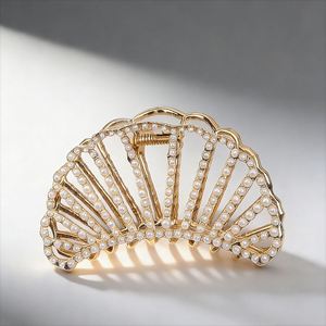 Pinces à cheveux coréennes personnalisées en métal avec strass plats pour cheveux longs, pinces crocodiles françaises - Product Image 4