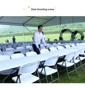 Banco de mesa de hierro plegable para exteriores, juego de comedor Rectangular de <span class=keywords><strong>exposición</strong></span> de puesto de HDPE portátil para estudio de restaurante o uso de <span class=keywords><strong>exposición</strong></span> - Product Image 6