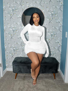 Combinaison moulante automne-hiver CN779 pour femmes européennes et américaines pour <span class=keywords><strong>Amazon</strong></span> Independent Station, sexy, décontractée, en <span class=keywords><strong>peluche</strong></span> courte, naturelle - Product Image 6