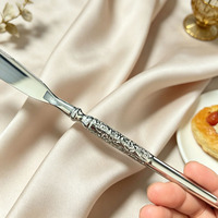 Ensemble de couverts de luxe à motif gaufré en acier inoxydable 304, couteau, fourchette, cuillère, manche épais, pour mariage