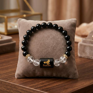 Pulsera de cuentas de ónix negro con dije de escorpión, cuentas de cristal elásticas, joyería para la muñeca, regalo del zodiaco - Product Image 3