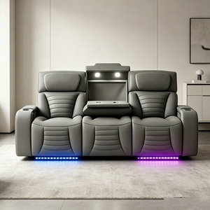 Canapé inclinable électrique en cuir écologique Frank, en promotion, avec chargeur sans fil, mobilier de salon pour home cinéma - Product Image 3