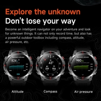 Reloj Inteligente GPS para Exteriores con Pantalla AMOLED Redonda de 1.46'', Resistente al Agua 3ATM, Luz SOS, Llamadas Bluetooth, Brújula, Monitor de Presión y Altitud