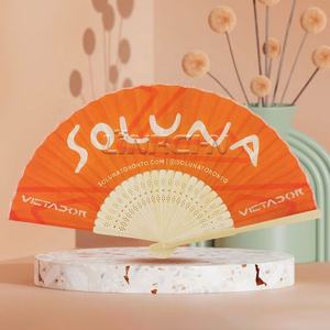 Wholesale Custom Printed Portable <b>Folding</b> <b>Hand</b> <b>Fan</b> Folk Art Style Bamboo Crafts Painted Design - Product Image 3