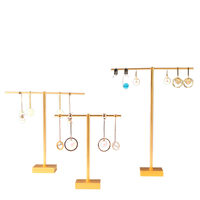 Présentoir à bijoux en métal doré pour colliers avec logo personnalisé et service OEM/ODM, petit support en T pour usage en magasin ou dans un placard