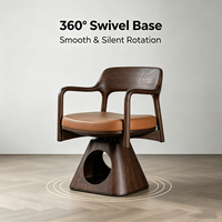 Maison pour animaux de compagnie en bois moderne et minimaliste, écologique, pour chats et chiens de grande taille - Meuble durable en forme de trous de bois avec entrée ouverte