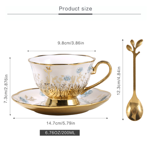 Tazza da Caffè in Ceramica con Motivo Floreale, Tazza Originale per Latte, Graziosa Tazza da Ufficio, <span class=keywords><strong>Set</strong></span> con Piattino, Tazza <span class=keywords><strong>e</strong></span> Piattino da Tè - Product Image 3