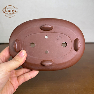 Petit pot à bonsaï ovale en argile violette, pot à <span class=keywords><strong>fleurs</strong></span> bohème, pots de jardin en céramique écologiques et durables, pour plantes succulentes - Product Image 6