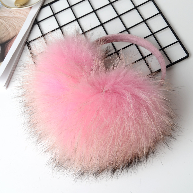 2021 New design 100% real raccoon fur earmuffs for winter fur earmuffs